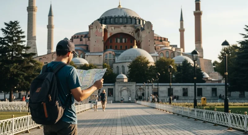 Tourists in hagia sophia