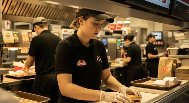 Worker in mcdonalds restaurant