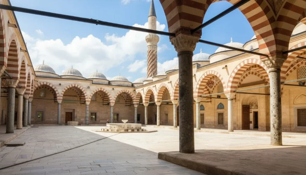 Edirne uc serefeli cami avlu revaklari