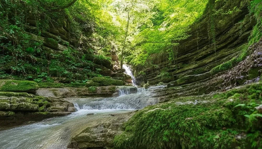 Erfelek selalesi yosunlu kayalar doga