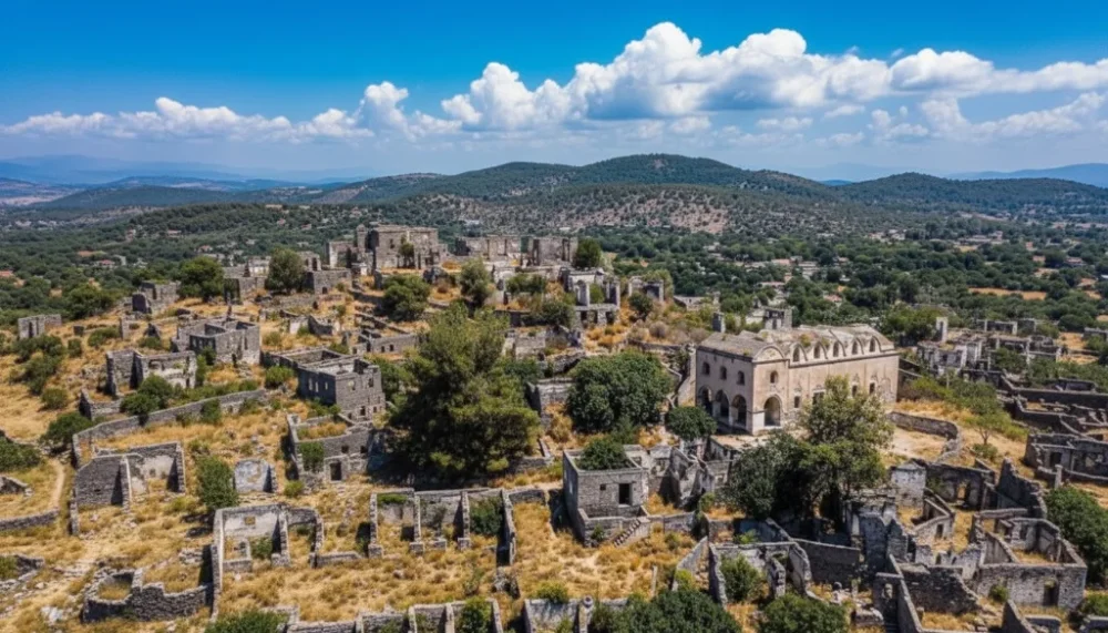Fethiye kayakoy drone gorunumu