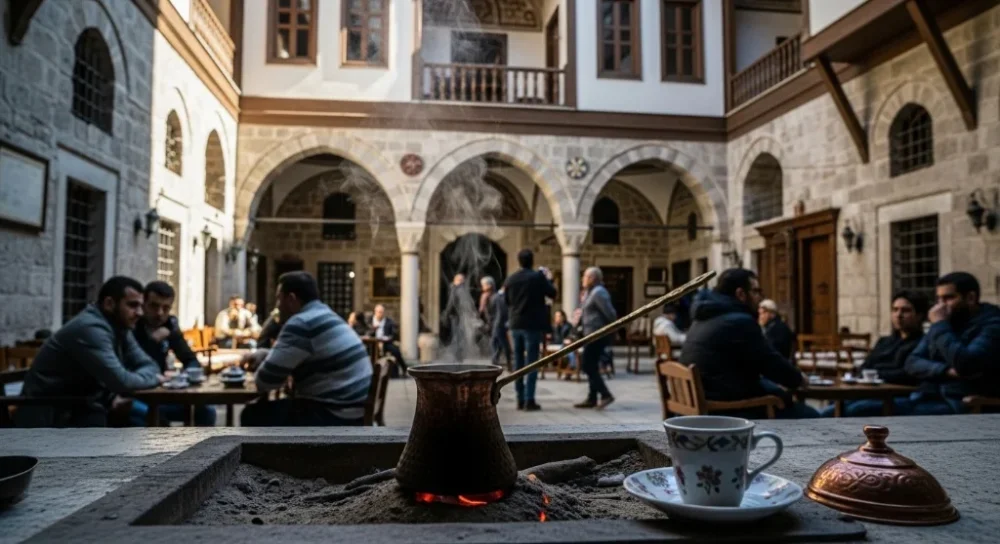 Izmir kizlaragasi hani kumda kahve keyfi