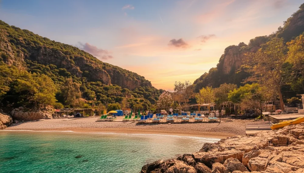 Kas buyuk cakil plaji aksam yemegi gun batimi