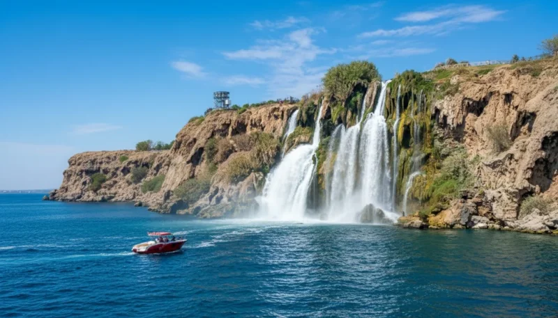 Lower duden waterfall boat tour view from sea