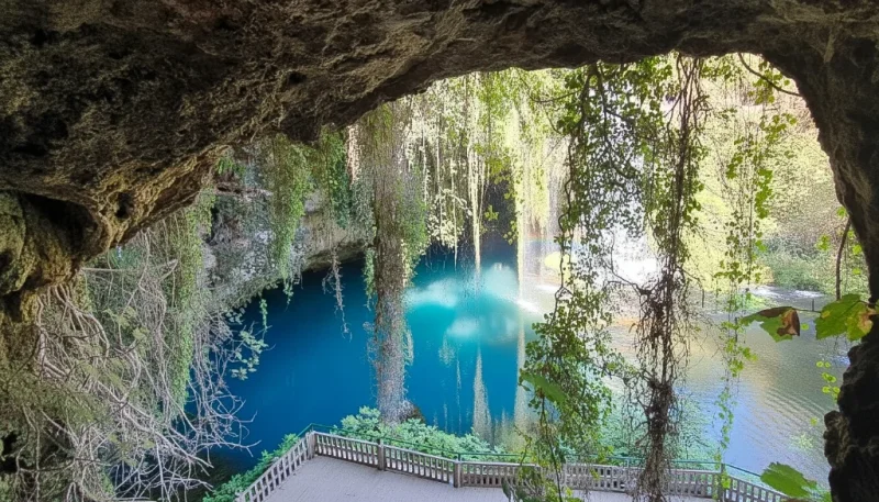 Upper duden waterfall cave view