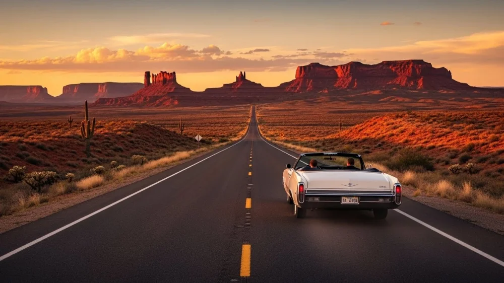 Classic straight american highway horizon in texas