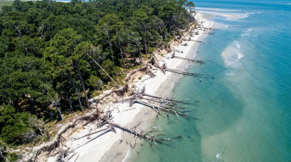 Driftwood beach aerial view