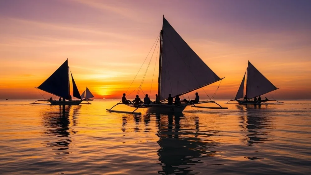 Filipinler boracay adasi paraw sailing