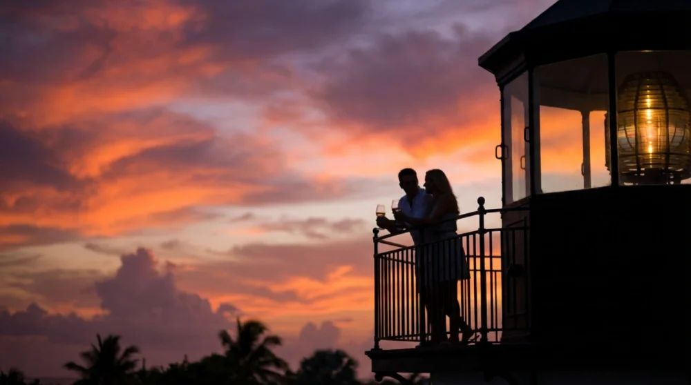 Key west lighthouse sunset view