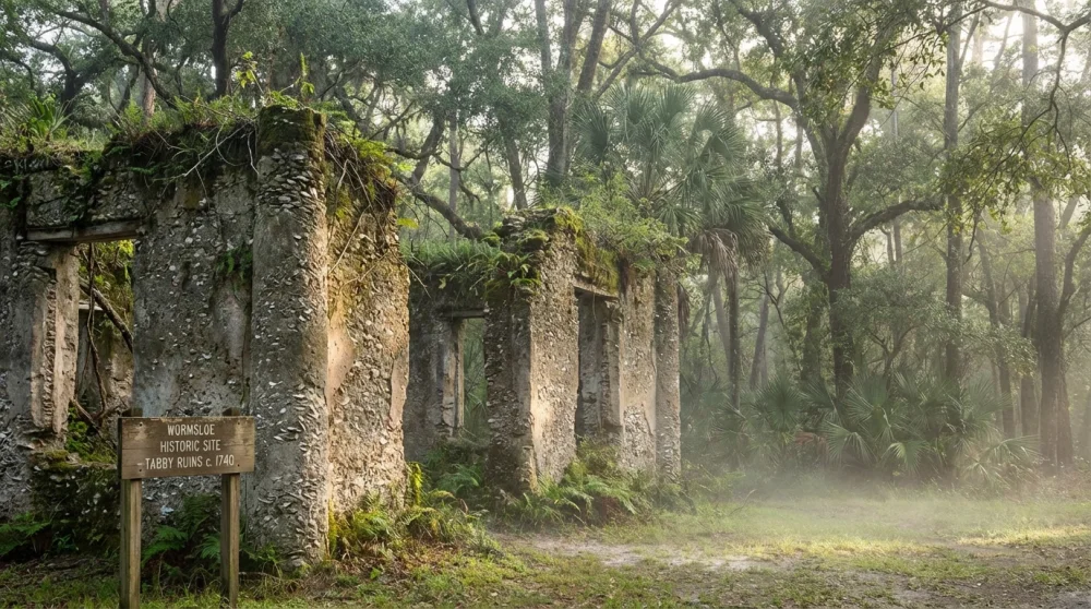 Wormsloe historic site savannah tabby ruins