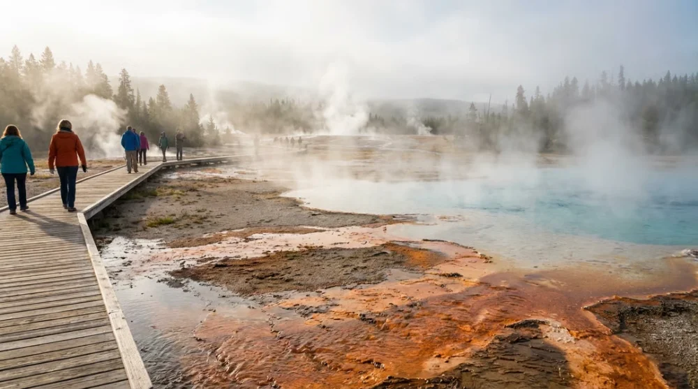 Midway geyser basin boardwalk trail