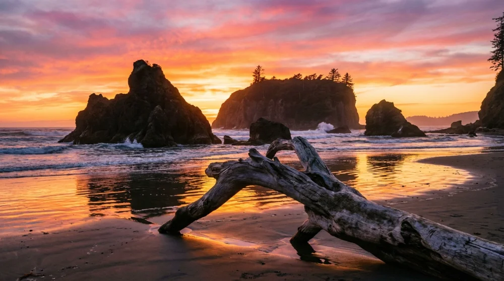 Ruby beach washington sea stacks sunset