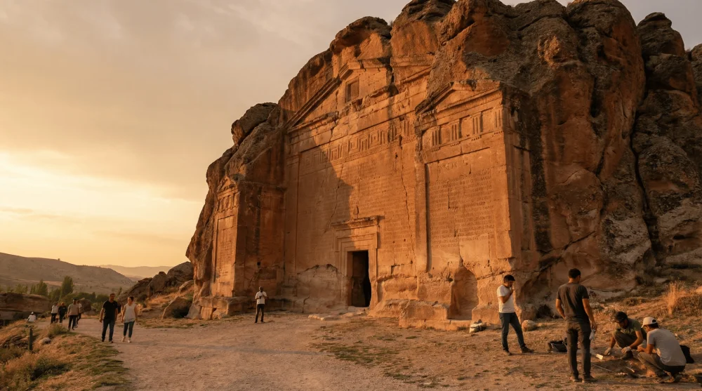 Seyitgazi ilçesindeki Frig Vadisi'nde bulunan tarihi Midas Anıtı (Yazılıkaya)