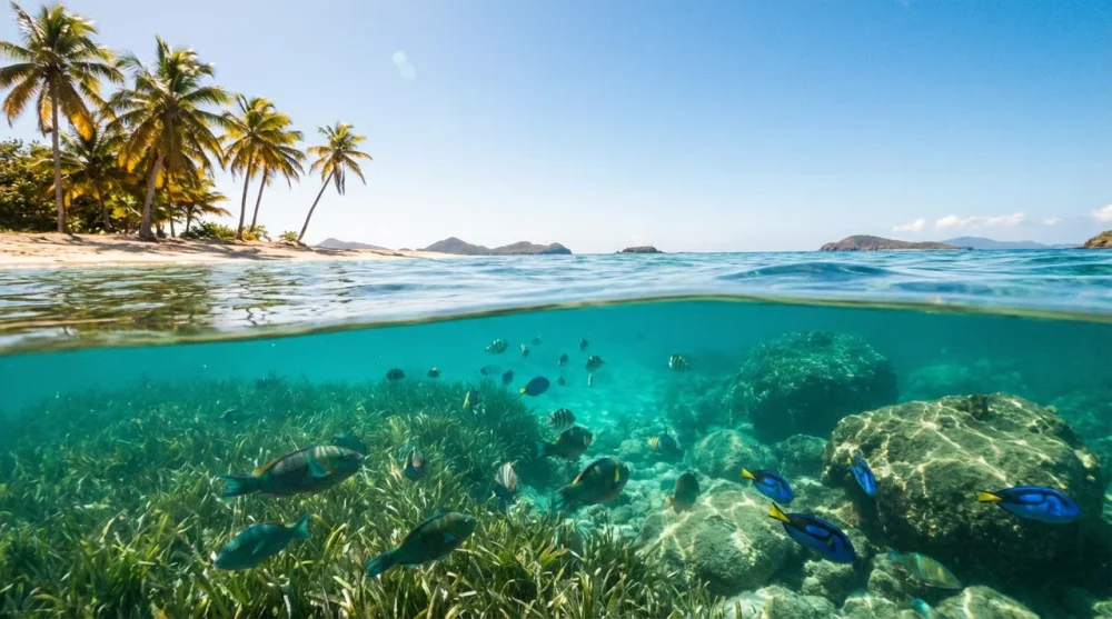Snorkeling sombrero beach rocks marine life