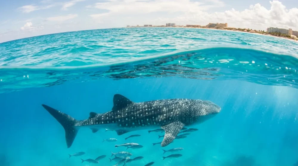 Swimming with whale sharks cancun
