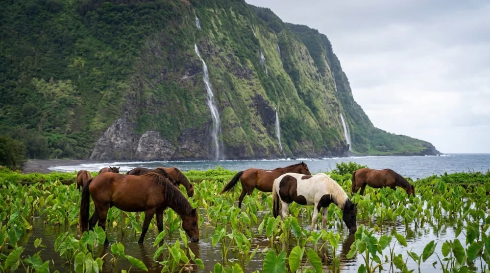 Waipio valley big island horses