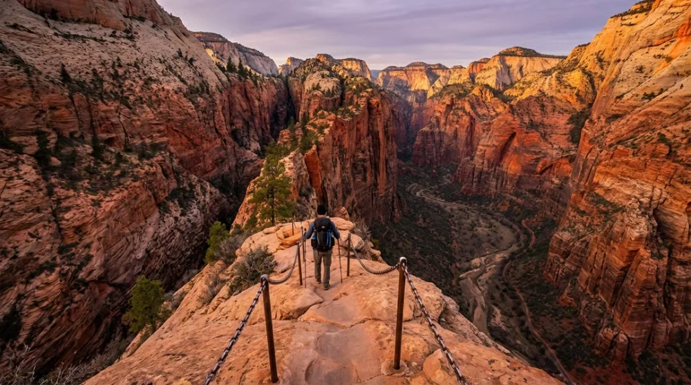 Zion national park hiking trails angels landing hike chains