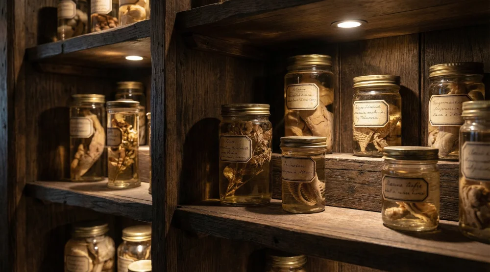Antique anatomical specimen jars from the 19th century collection of Gerard and Willem Vrolik