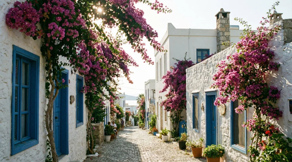 Bitez koyici dar sokaklar otopark yolu