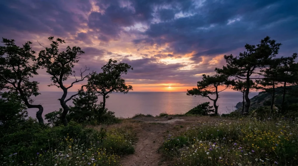&Ccedil;atalca kıyılarında Karadeniz &uuml;zerinde g&uuml;n batımı manzarası