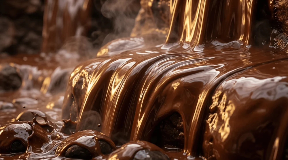 Müze içerisindeki tadım yapılabilen gerçek akışkan çikolata şelalesi