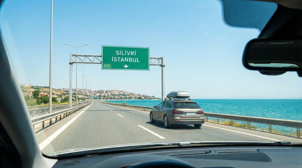İstanbul'dan Silivri plajlarına giden sahil yolu ve trafik akışı