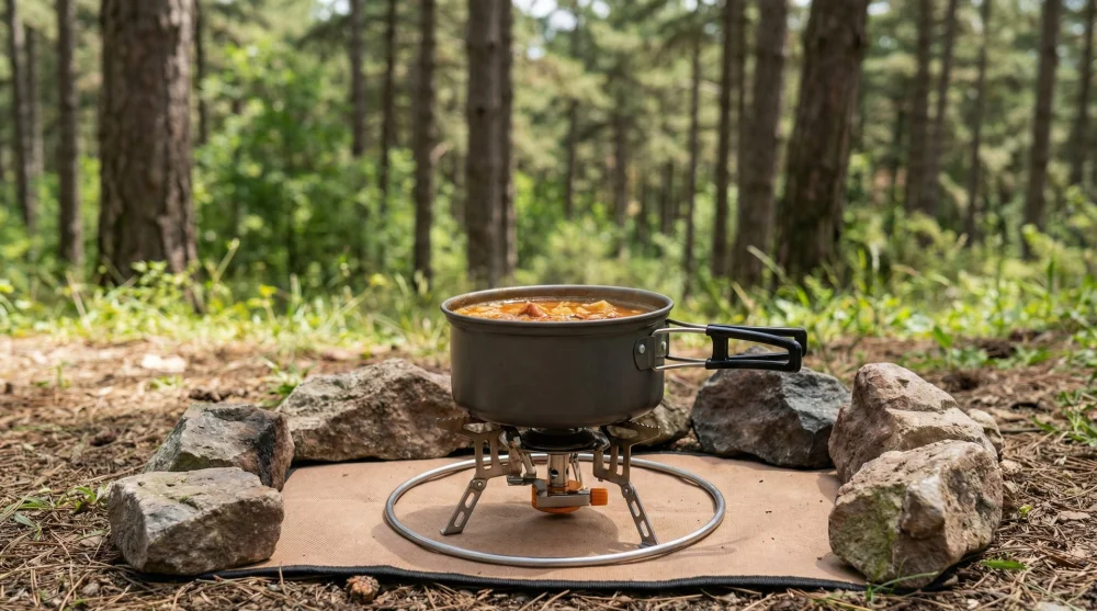 Ormanlık alanda kullanılan g&uuml;venli kamp ocağı