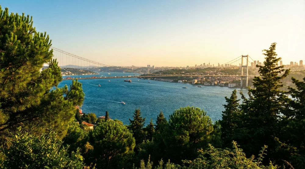 Mihrabat Korusu'ndan Fatih Sultan Mehmet K&ouml;pr&uuml;s&uuml; ve İstanbul Boğazı'nın panoramik manzarası