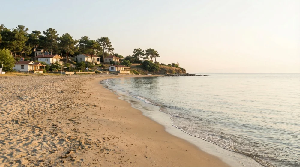 Yazlık&ccedil;ıların tercih ettiği sakin Parkk&ouml;y plajı ve boş kumsal