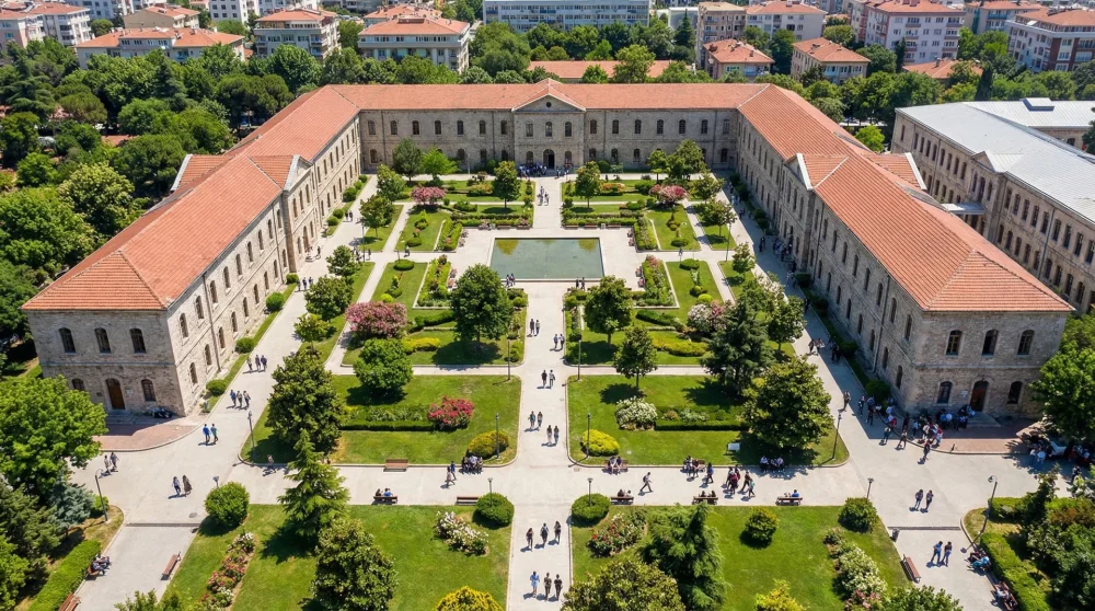Rami K&uuml;t&uuml;phanesi restorasyon sonrası devasa kamp&uuml;s alanı ve i&ccedil; bah&ccedil;esi