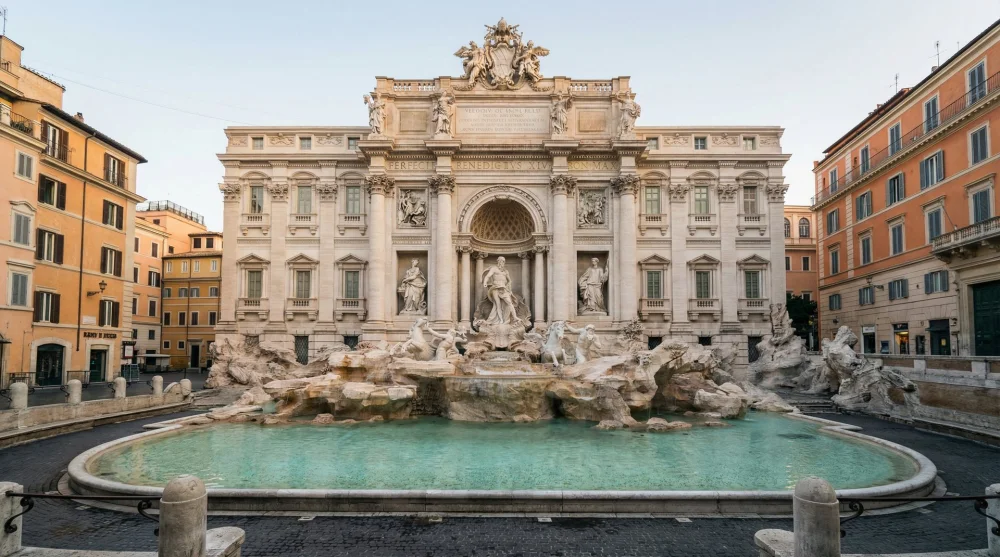 Barok mimarinin şaheseri Trevi &Ccedil;eşmesi ve heykelleri