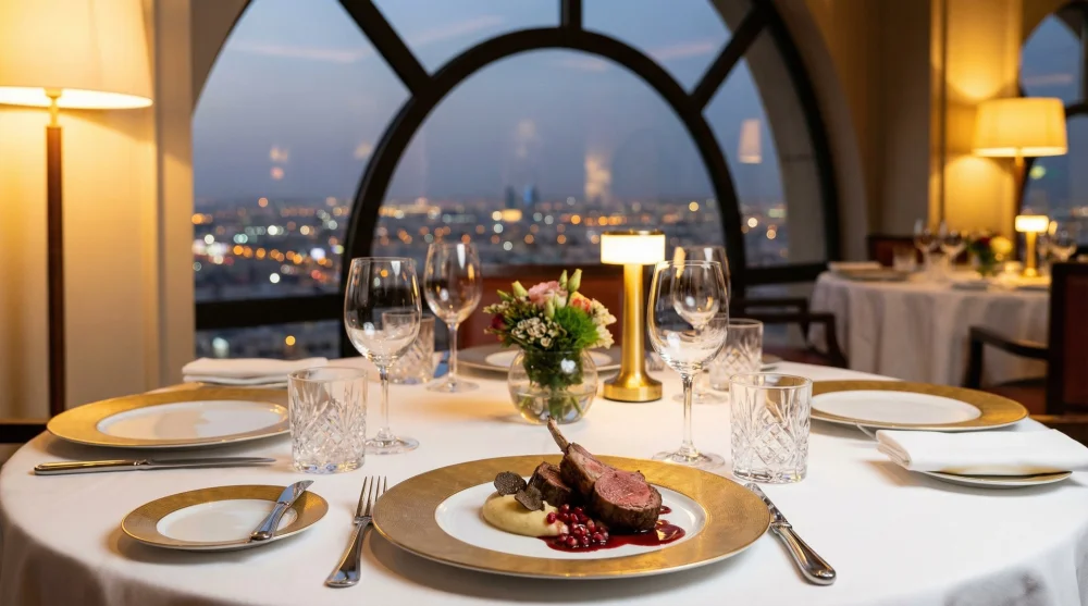 Fine dining experience at Spago by Wolfgang Puck with city views