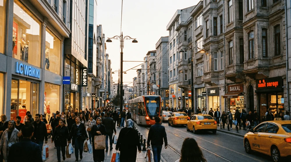 Ümraniye çarşı ara sokaklarında ellerinde poşetlerle alışveriş yapan insanlar