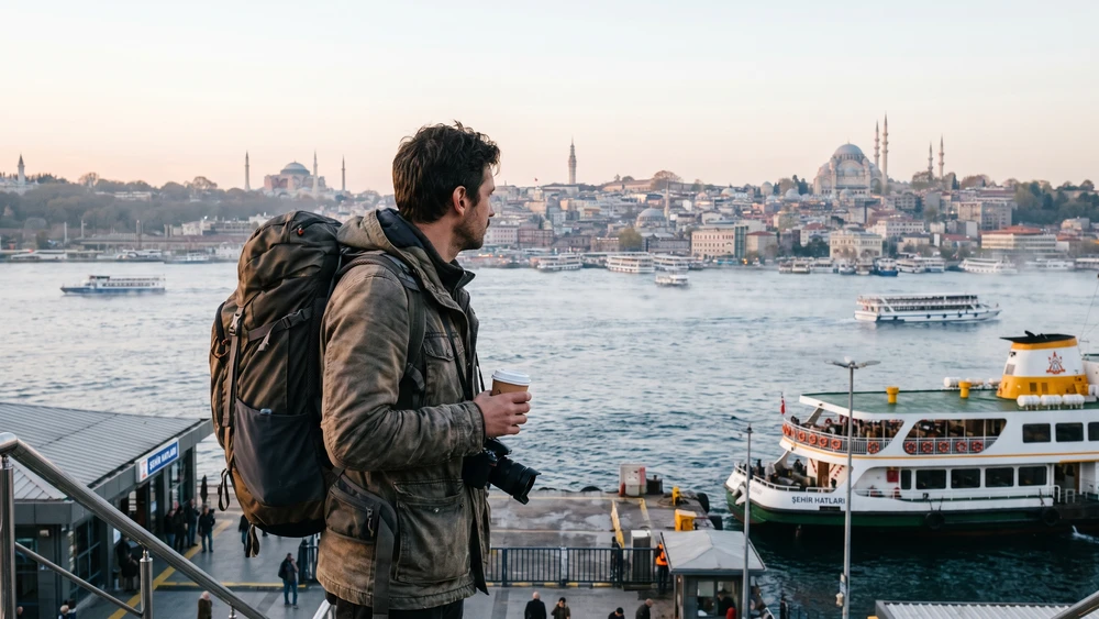 İstanbul'dan feribotla yola çıkan yolcu Uludağ günübirlik gezisi öncesi iskelede