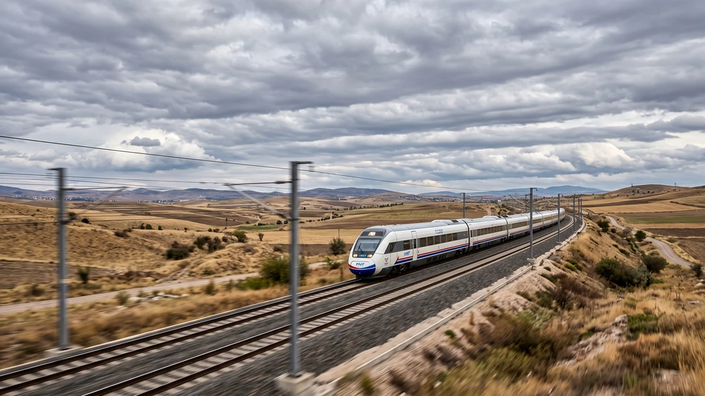 Ankara'ya yaklaşan YHT yüksek hızlı treni açık arazide