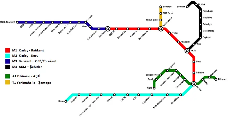 Ankara Metro Duraklari Haritasi